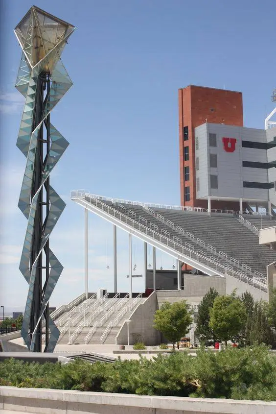 The Olympic cauldron tower beside Rice-Eccles Stadium